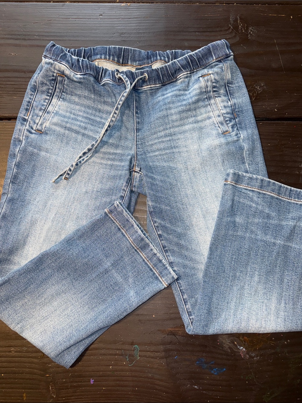 J. Jill Light Blue Stretch Denim Jeggings with Drawstring Waist